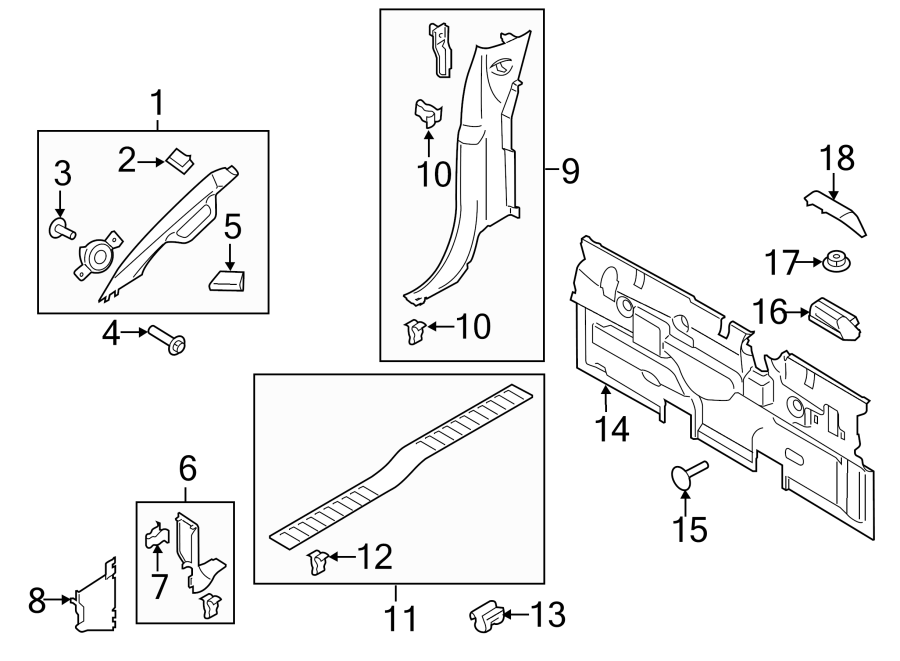 Diagram INTERIOR TRIM. for your 2007 Ford F-150  STX Extended Cab Pickup Fleetside 