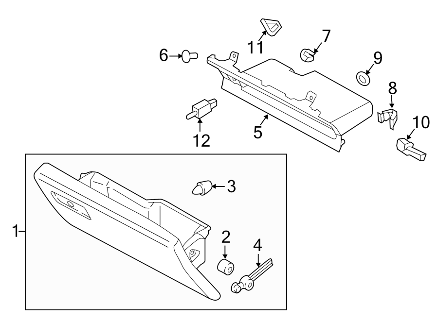 Diagram INSTRUMENT PANEL. GLOVE BOX. for your 1997 Ford F-150   