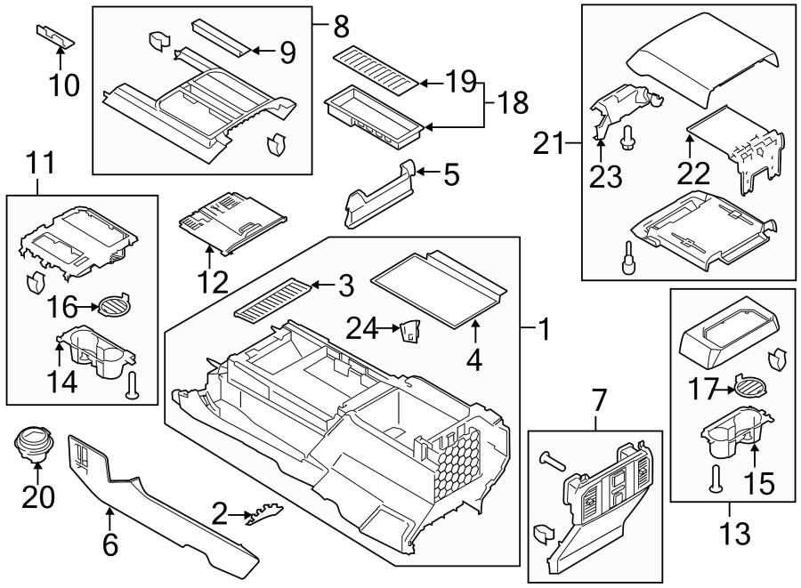 Diagram Front console. for your 1997 Ford F-150   