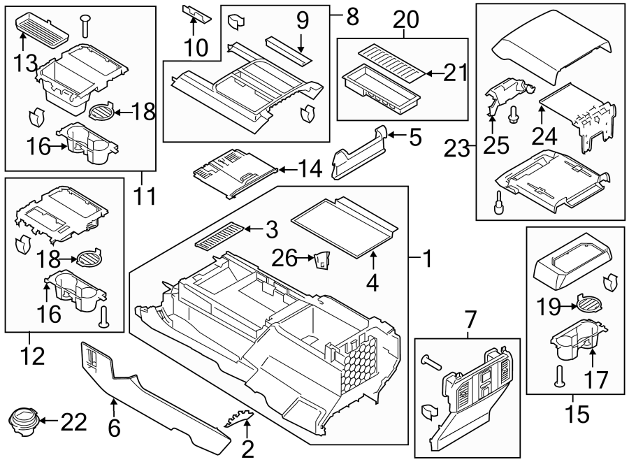 Diagram Front console. for your 1993 Ford F-150   