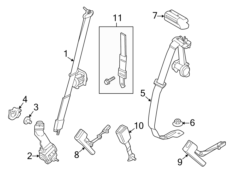 Diagram RESTRAINT SYSTEMS. REAR SEAT BELTS. for your 2010 Ford F-150 5.4L Triton V8 FLEX A/T RWD FX2 Crew Cab Pickup Fleetside 