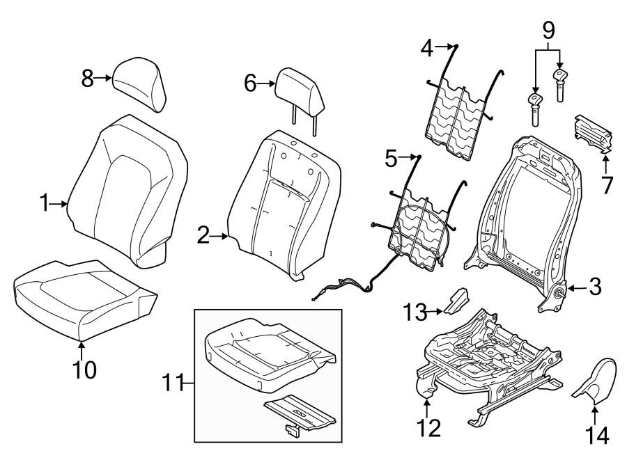 Diagram SEATS & TRACKS. FRONT SEAT COMPONENTS. for your 2017 Ford F-350 Super Duty   