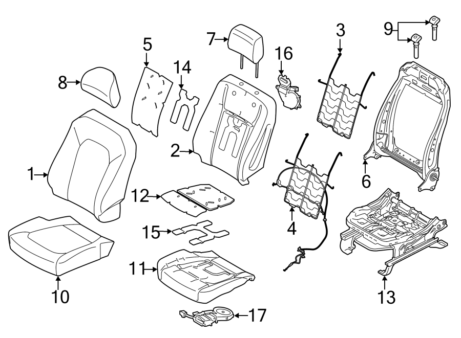 Diagram SEATS & TRACKS. FRONT SEAT COMPONENTS. for your 2013 Ford F-350 Super Duty   