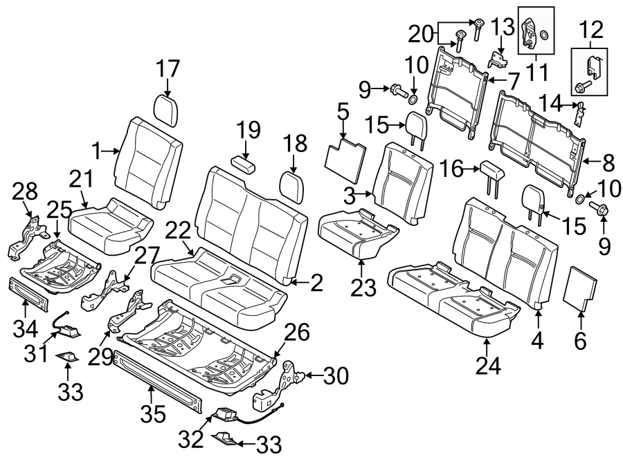 Diagram Seats & tracks. Instrument panel components. Rear seat components. for your Ford F-250 Super Duty  