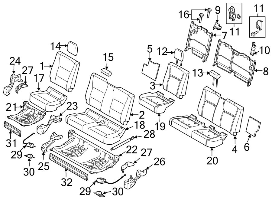 SEATS & TRACKS. REAR SEAT COMPONENTS. Diagram