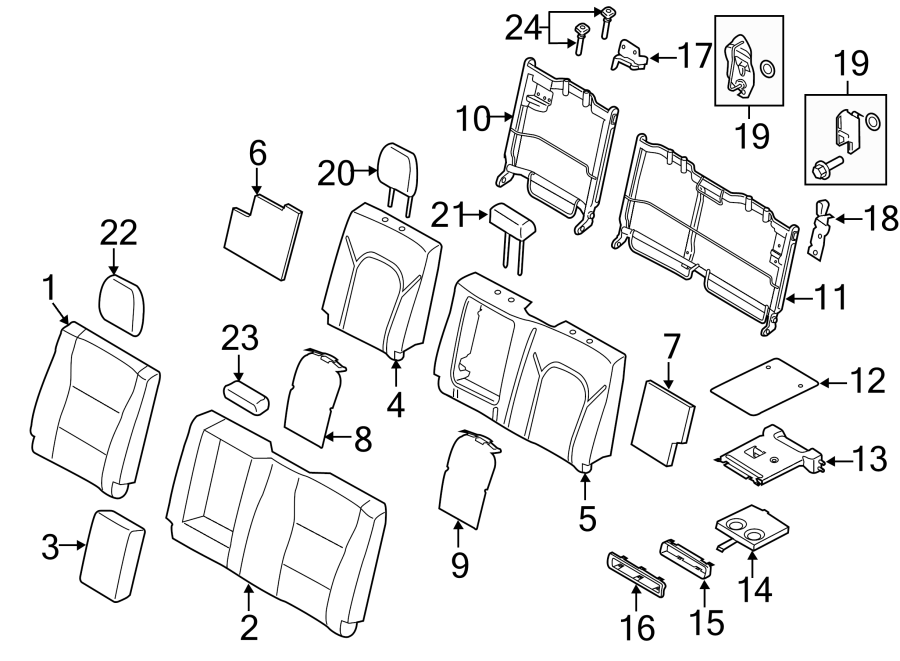 Diagram SEATS & TRACKS. REAR SEAT COMPONENTS. for your 2010 Ford F-150 4.6L V8 A/T 4WD XLT Crew Cab Pickup Fleetside 