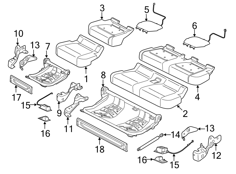 Diagram SEATS & TRACKS. REAR SEAT COMPONENTS. for your Lincoln MKZ  