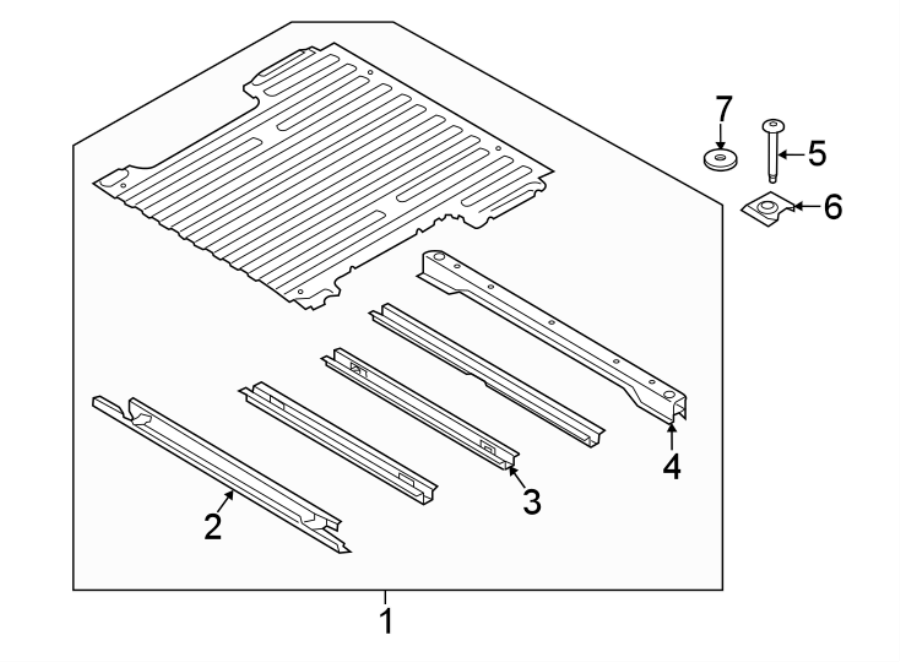 Diagram PICK UP BOX. FLOOR & RAILS. for your 1985 Ford F-150   