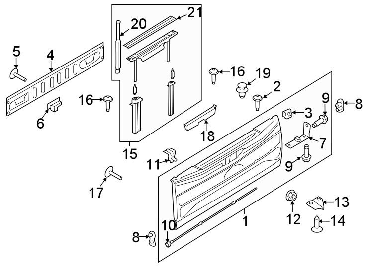 Diagram TAIL GATE. for your Ford Maverick  