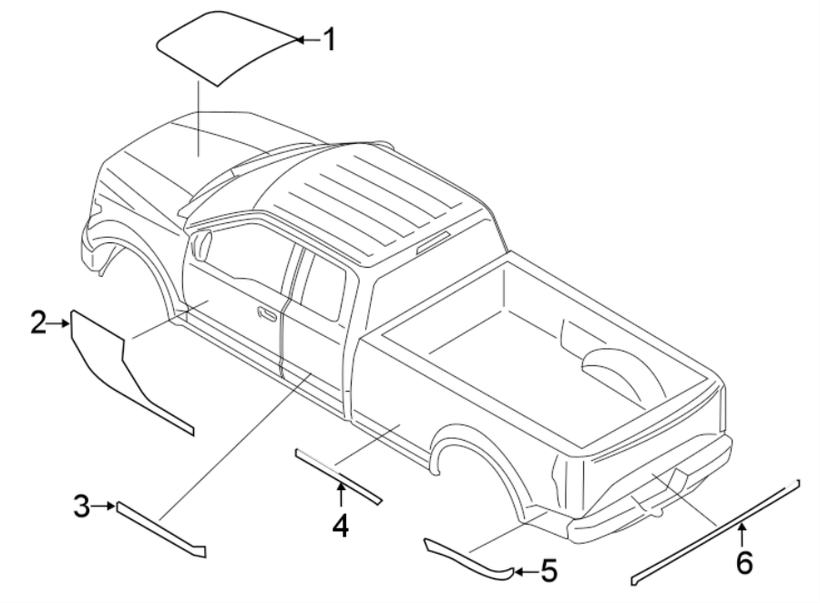 Diagram STRIPE TAPE & DECALS. for your 2023 Ford F-150   