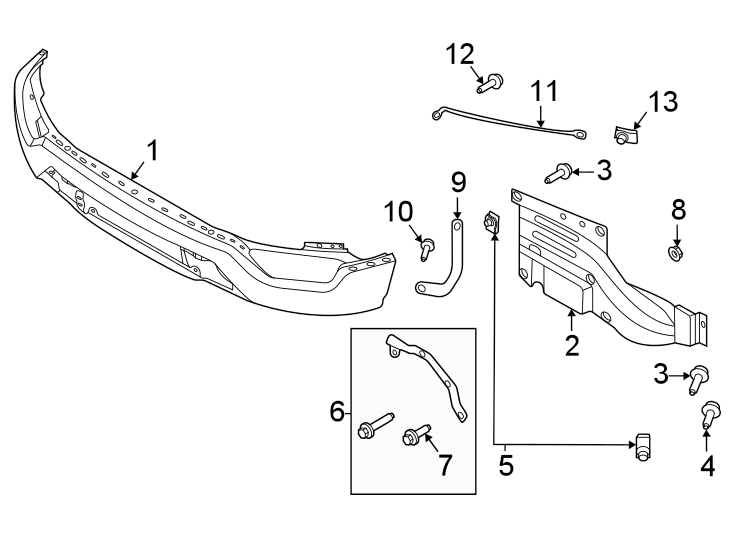 Diagram Front bumper. Bumper & components. for your Ford