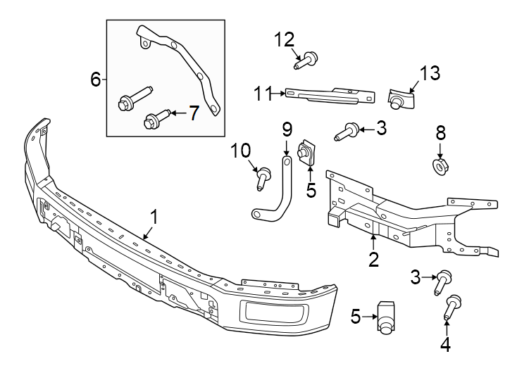 Diagram Front bumper. Bumper & components. for your 2017 Ford F-350 Super Duty  XLT Crew Cab Pickup Fleetside 