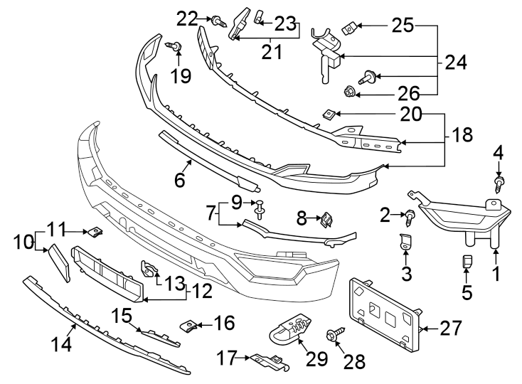 Diagram Front bumper. Bumper & components. for your 2010 Lincoln MKZ   