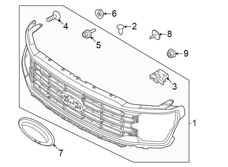 Diagram Grille & components. for your Ford