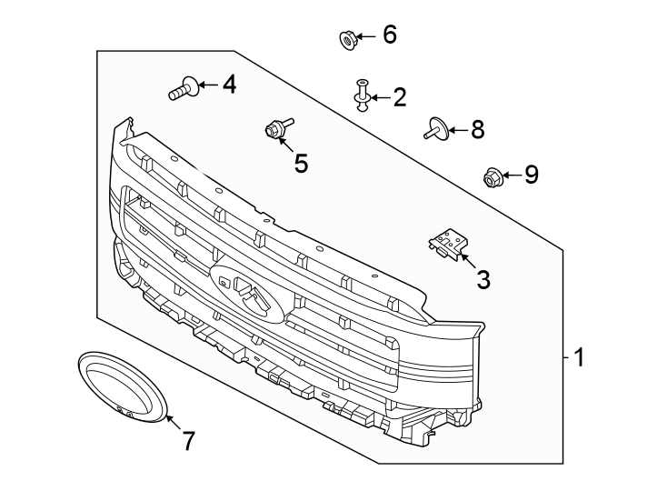 Diagram Grille & components. for your 2019 Ford F-150   