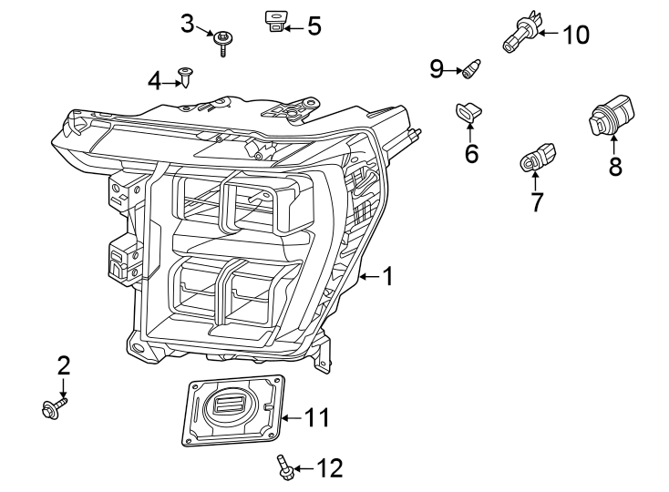 Diagram Front lamps. Headlamp components. for your 2022 Ford F-150  Lariat Extended Cab Pickup Fleetside 