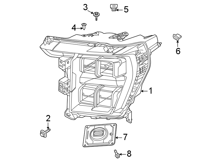 Diagram Front lamps. Headlamp components. for your 2022 Ford F-150   