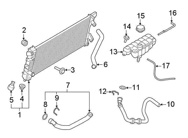 Diagram Radiator & components. for your 2013 Ford Expedition   