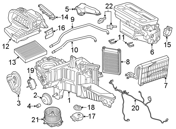 Diagram Air conditioner & heater. Evaporator & heater components. for your Ford F-150  