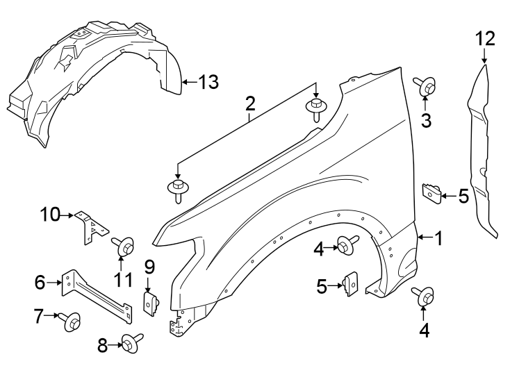 Diagram Front lamps. Fender & components. for your Ford F-150  