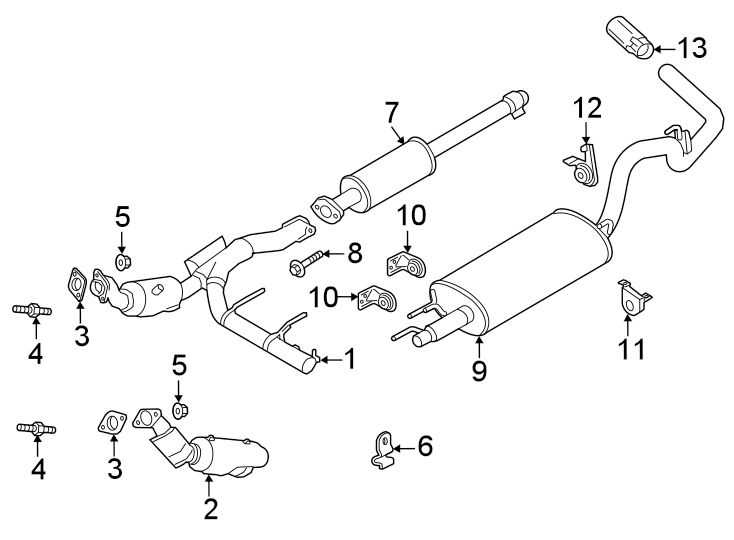 Diagram Exhaust system. Exhaust components. for your 2011 Ford Escape   