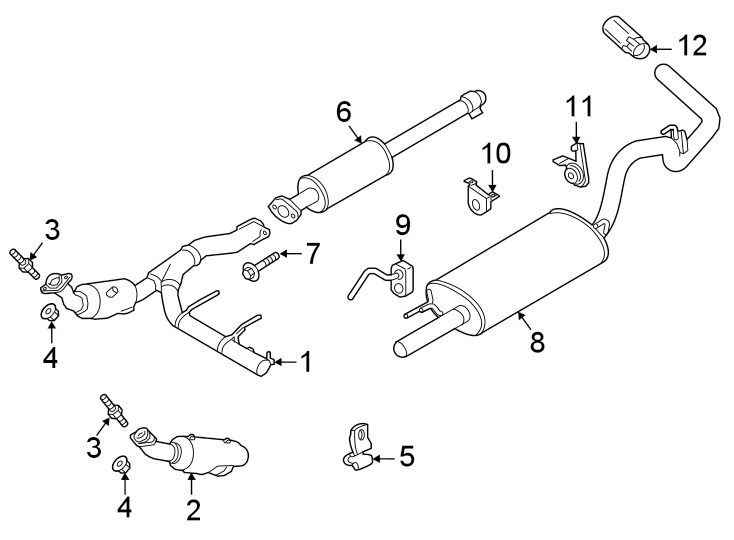 Diagram Exhaust system. Exhaust components. for your 2024 Ford F-150   