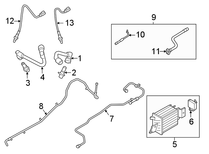 Diagram Emission system. Emission components. for your 2008 Ford Fusion   