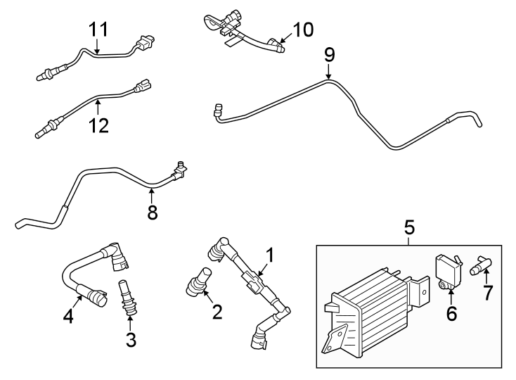 Diagram Emission system. Emission components. for your 2012 Ford Fusion   