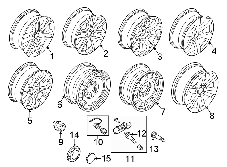 Diagram Wheels. for your 2010 Ford Edge   