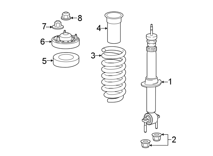 Diagram Front suspension. Struts & components. for your 2023 Ford F-150 2.7L EcoBoost V6 A/T RWD XL Standard Cab Pickup Fleetside 