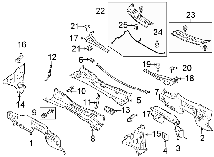 Diagram Cowl. for your 2022 Ford F-150   