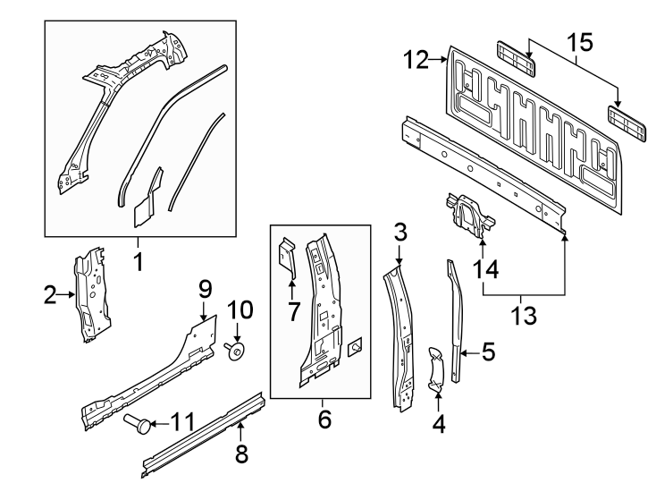 Diagram Back panel. Hinge pillar. for your 1996 Ford F-150   