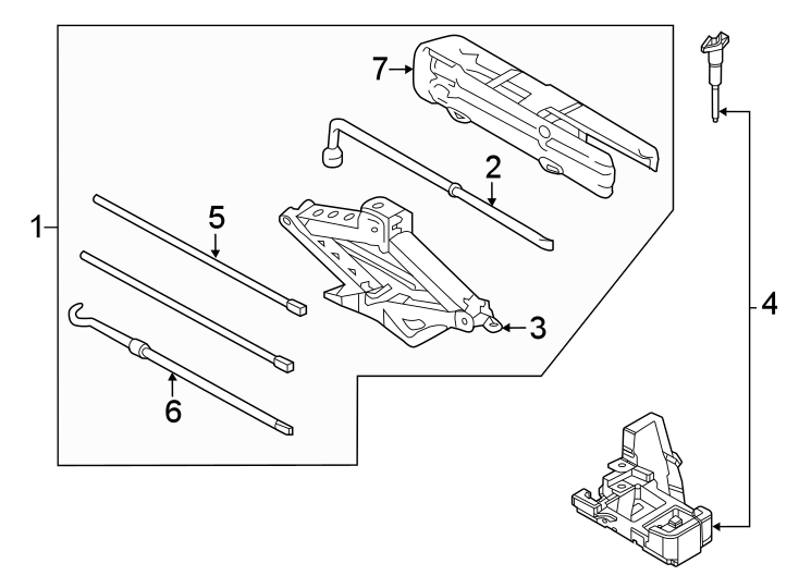 Diagram Jack & components. for your 2018 Ford Mustang 2.3L EcoBoost M/T EcoBoost Convertible 