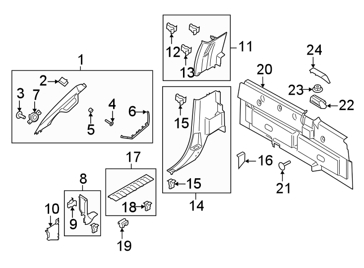 Diagram Interior trim. for your 2003 Ford F-150 5.4L Triton V8 CNG M/T RWD XLT Crew Cab Pickup Stepside 