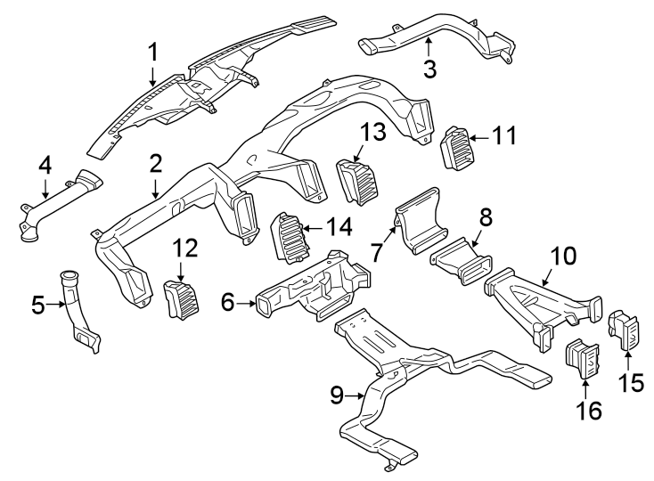 Instrument panel. Ducts. Diagram