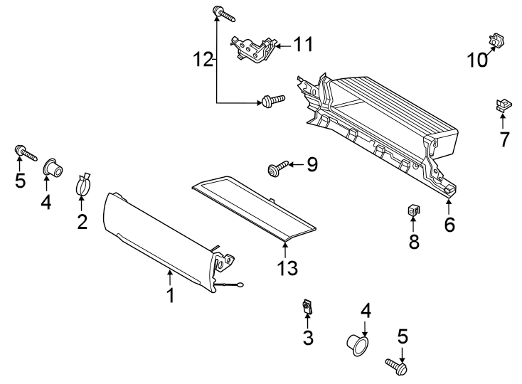 Diagram Instrument panel. Glove box. for your 2016 Ford F-150 2.7L EcoBoost V6 A/T 4WD XL Standard Cab Pickup Fleetside 