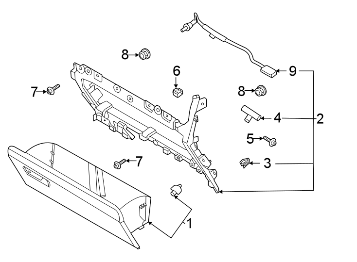 Instrument panel. Glove box. Diagram