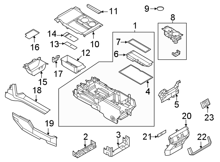 Diagram Front console. for your Ford F-150  