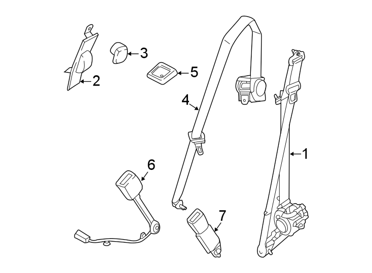 Diagram Restraint systems. Front seat belts. for your 2011 Ford F-150 3.5L EcoBoost V6 A/T 4WD King Ranch Crew Cab Pickup Fleetside 