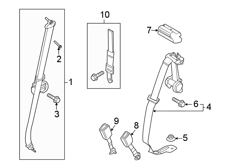 Diagram Restraint systems. Rear seat belts. for your 2010 Lincoln MKZ   