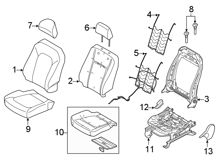 Diagram Seats & tracks. Front seat components. for your 2016 Ford F-350 Super Duty   