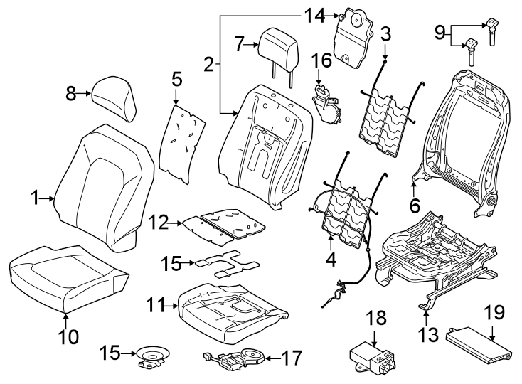 Diagram Seats & tracks. Front seat components. for your 2012 Ford F-350 Super Duty   