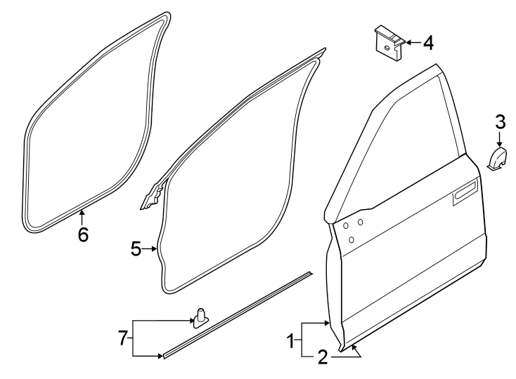 Diagram Front door. Door & components. for your 2020 Ford F-150   