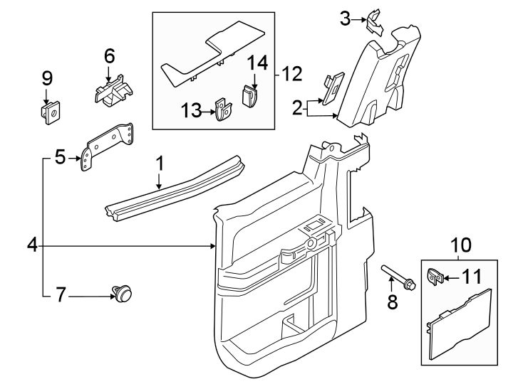 Diagram Rear door. Interior trim. for your Ford F-150  