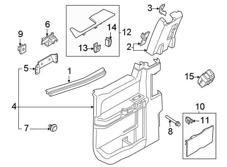 Diagram Rear door. Interior trim. for your 1991 Ford Bronco   