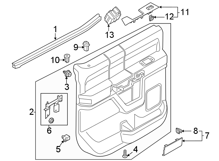 Diagram Rear door. Interior trim. for your 1994 Ford Bronco   