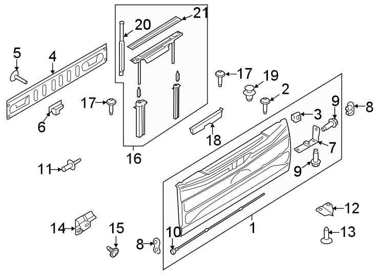 Diagram W/FLEX step. W/O split tail gate. for your Ford Maverick  