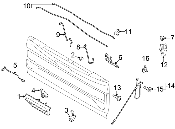 Diagram Tail gate. Lock & hardware. for your Ford F-150  