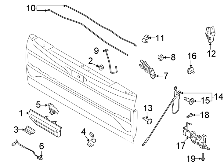 Diagram Tail gate. Lock & hardware. for your Ford F-150  
