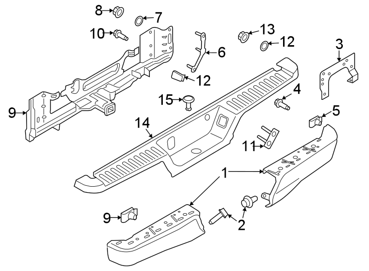 Diagram Rear bumper. Rear lamps. Bumper & components. for your 2013 Ford F-150   